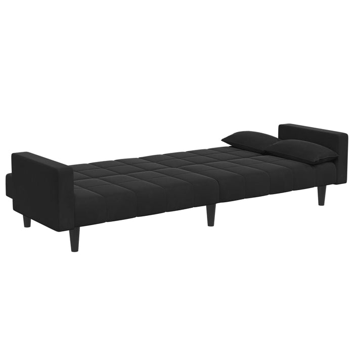 2-Seater Sofa Bed With Footstool Black Velvet Txpnotl