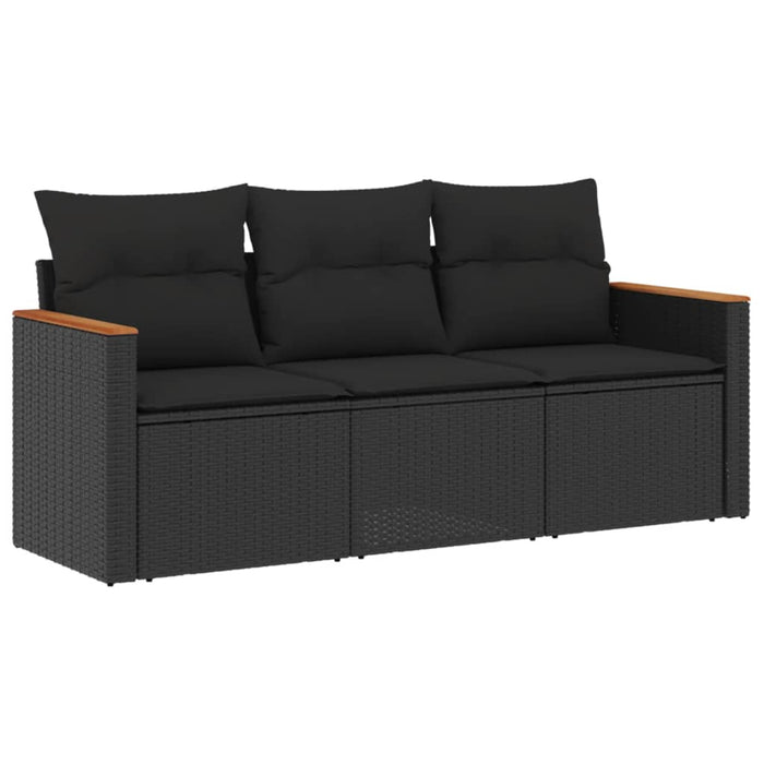 3 Piece Garden Sofa Set With Cushions Black Poly Rattan Txpnopl