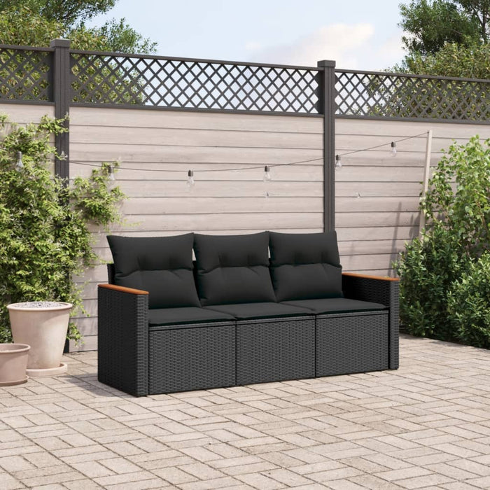 3 Piece Garden Sofa Set With Cushions Black Poly Rattan Txpnopl