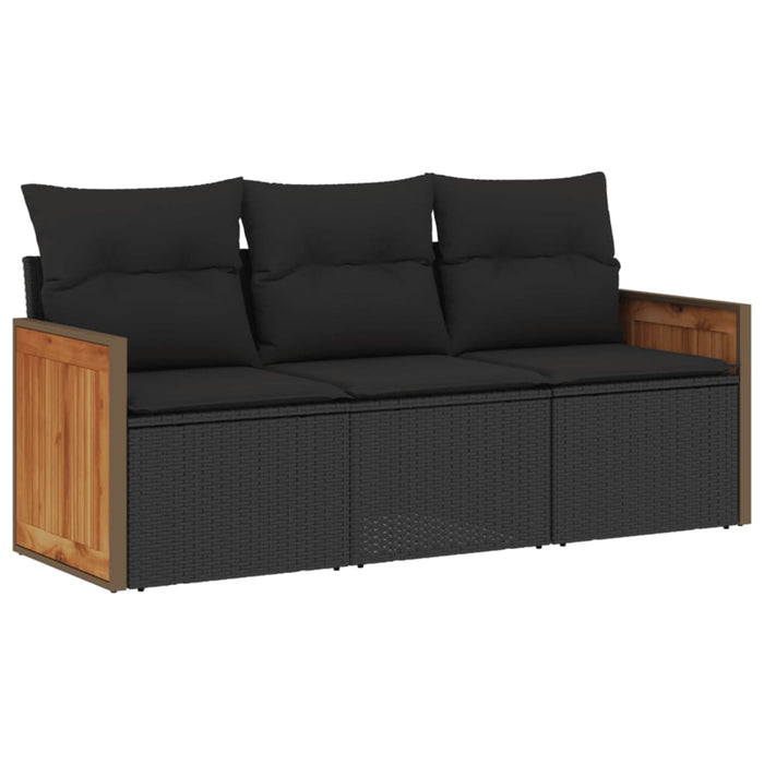 3 Piece Garden Sofa Set With Cushions Black Poly Rattan Txpkntl