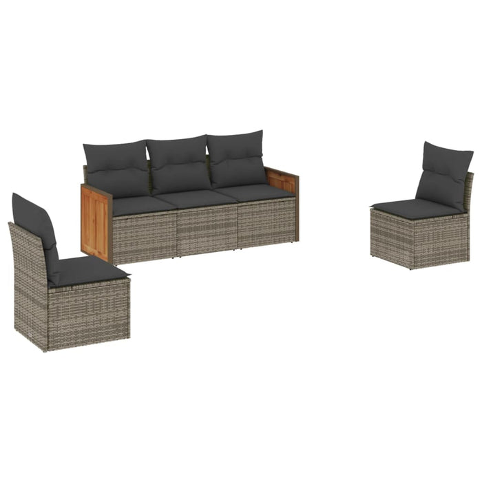 5 Piece Garden Sofa Set With Cushions Grey Poly Rattan Txpkktx