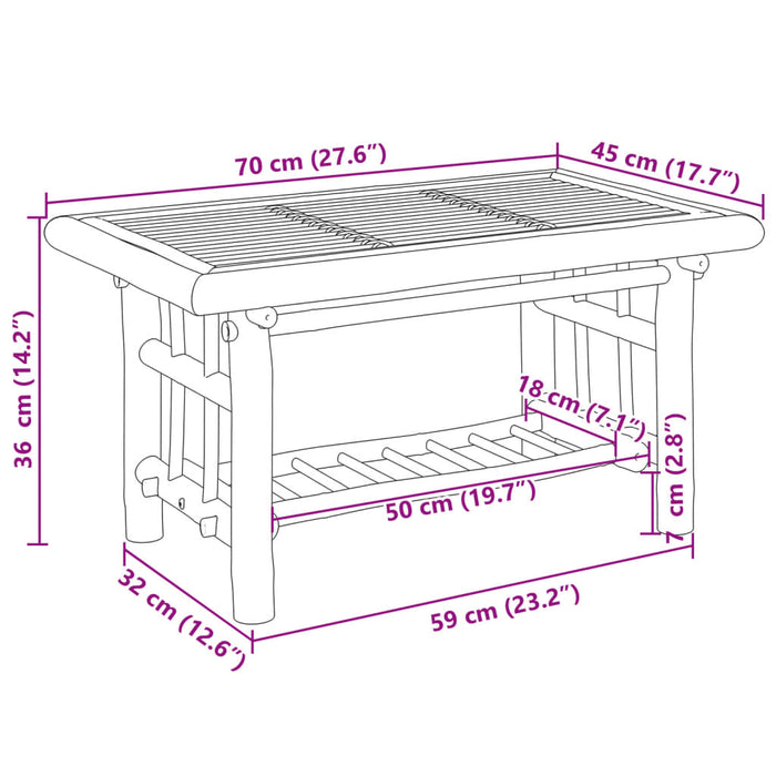 Coffee Table 70X45X36 Cm Bamboo Tlnbap