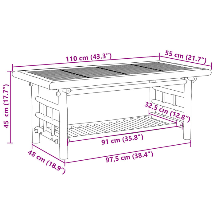 Coffee Table 110X55X45 Cm Bamboo Tlnbal