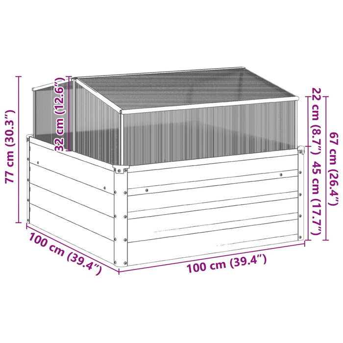 Garden Planter With Green House Weathering Steel Abbnklx