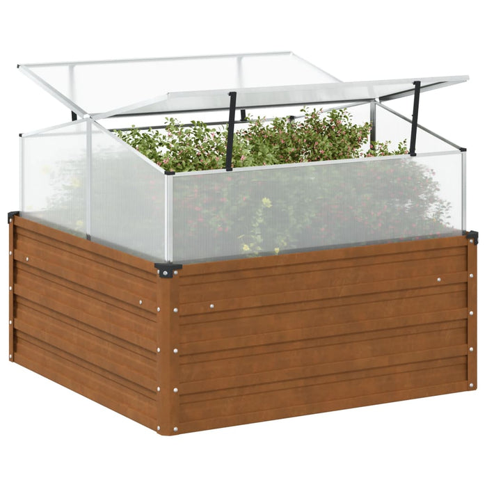 Garden Planter With Green House Weathering Steel Abbnklx