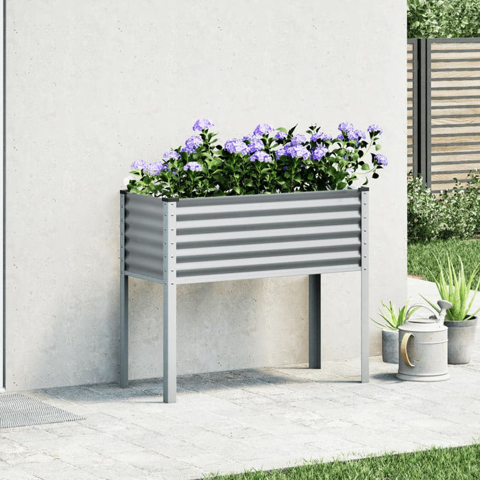 Garden Planter Grey 100X41X90 Cm Steel Abbnkib