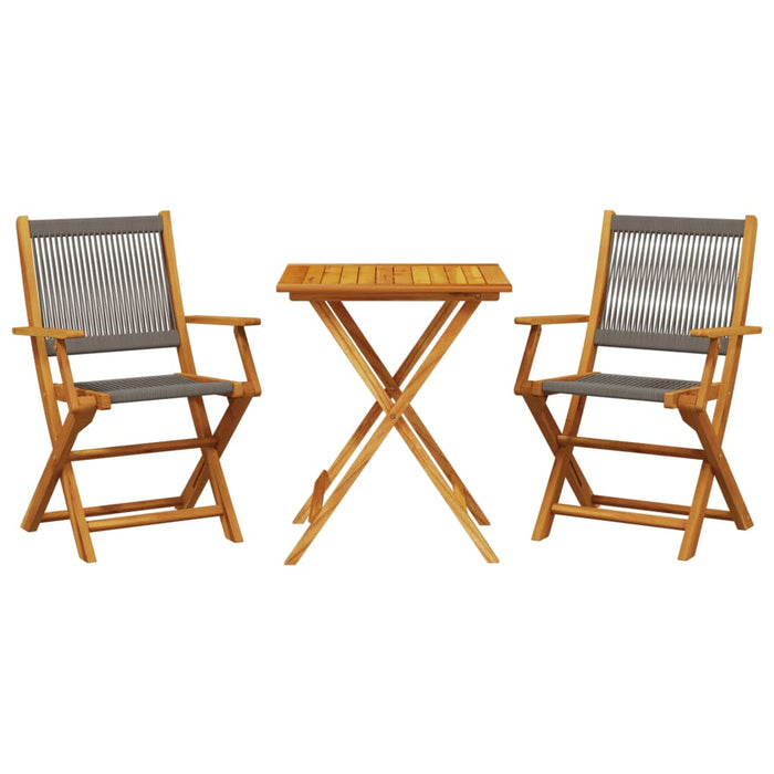 3 Piece Bistro Set Grey Polypropylene And Solid Wood Txnonbl