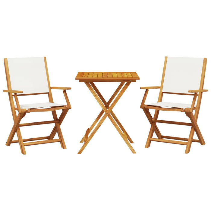 3 Piece Bistro Set Cream White Fabric And Solid Wood Txnonbn