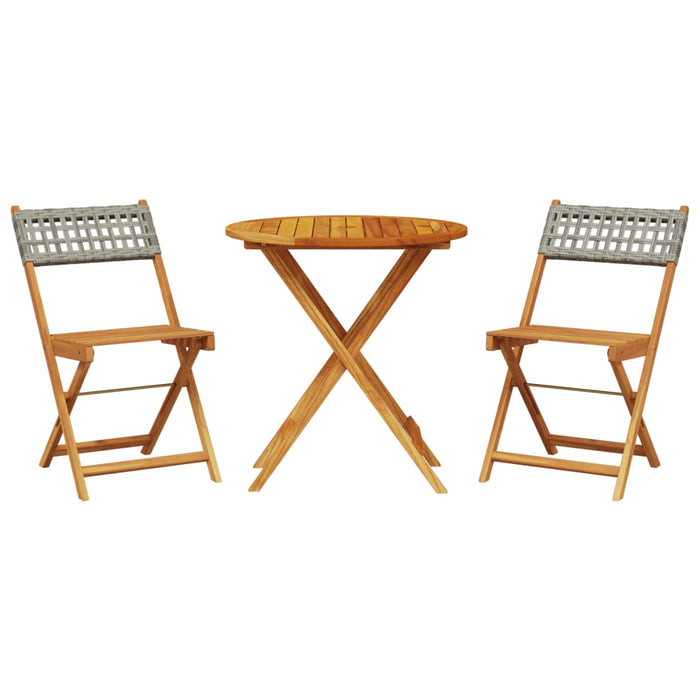 3 Piece Bistro Set Grey Poly Rattan And Solid Wood Txnontk