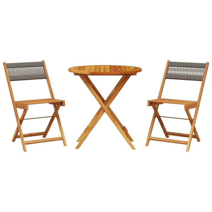 3 Piece Bistro Set Grey Polypropylene And Solid Wood Txnonax