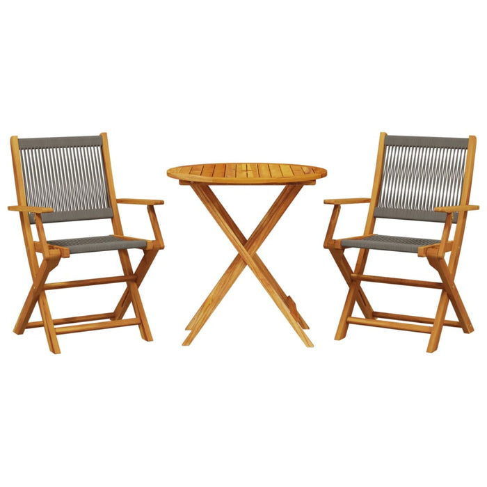 3 Piece Bistro Set Grey Polypropylene And Solid Wood Txnonpa