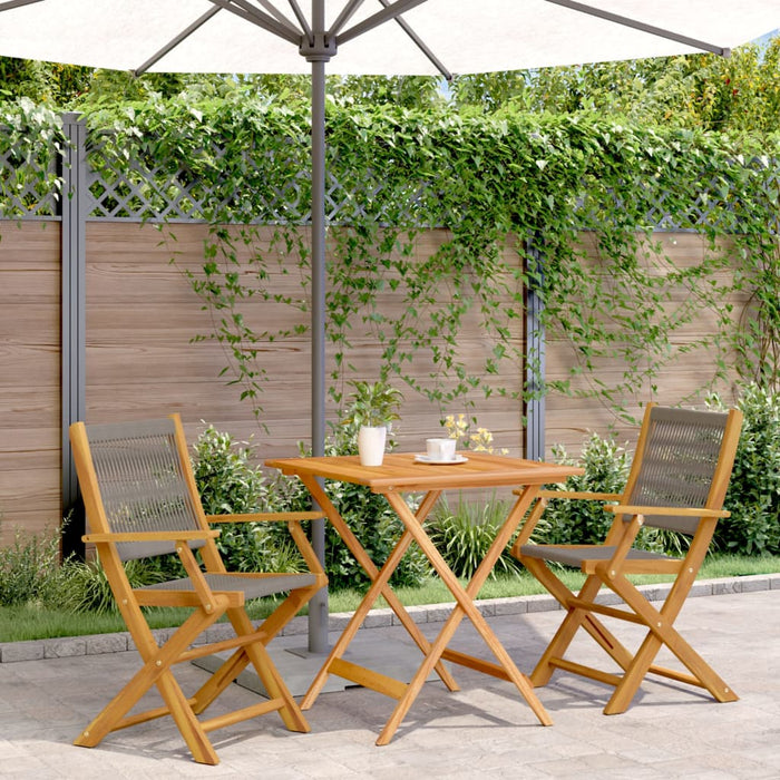 3 Piece Bistro Set Grey Polypropylene And Solid Wood Txnonin