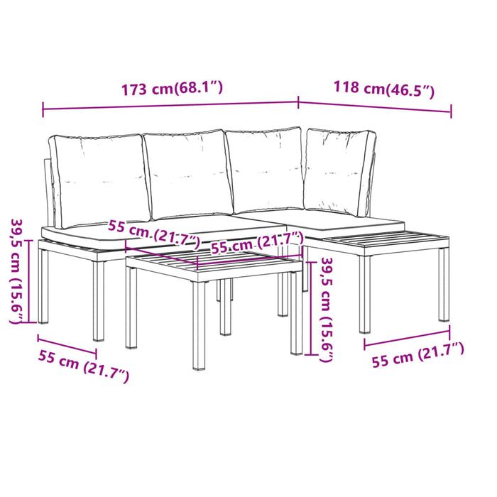 Garden Bench Set With Cushions 3 Pcs Black Powder-Coated Steel Txntlai