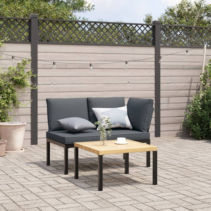 2 Piece Garden Sofa Set With Cushions Black Aluminium Txntibx