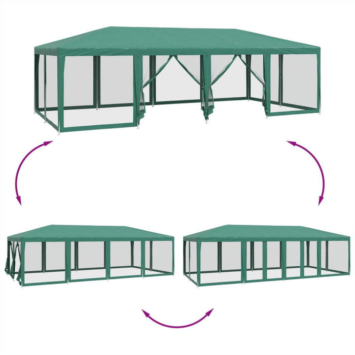 Party Tent With 12 Mesh Sidewalls Green 8X4 M Hdpe Abobbit