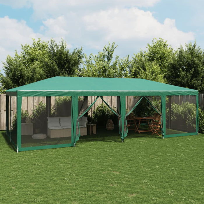 Party Tent With 12 Mesh Sidewalls Green 8X4 M Hdpe Abobbit