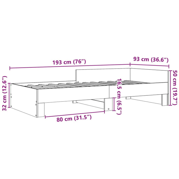 Single Size Bed Frame Without Mattress Sonoma Oak 90X190 Cm Engineered Wood Nakpnn