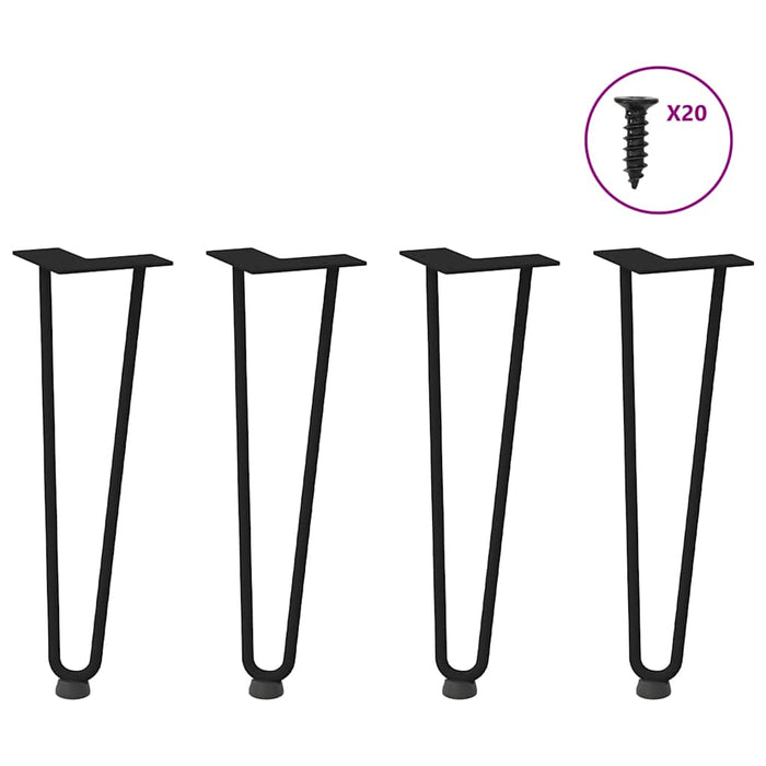 Hairpin Table Legs 4 Pcs Black 42 Cm Solid Steel Aboxaxb