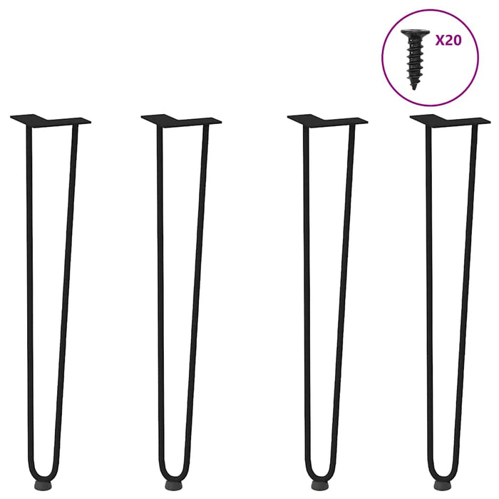 Hairpin Table Legs 4 Pcs Black 72 Cm Solid Steel Aboxaxa