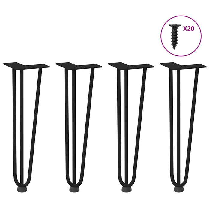 Hairpin Table Legs 4 Pcs Black 42 Cm Solid Steel Aboxaab