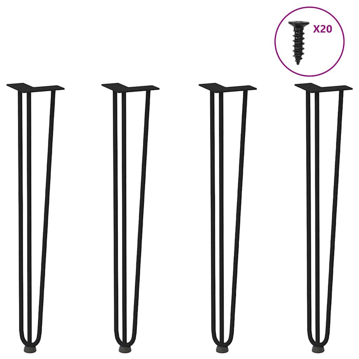 Hairpin Table Legs 4 Pcs Black 72 Cm Solid Steel Aboxaaa