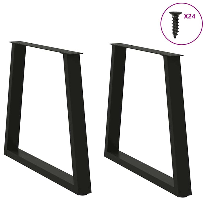 Dining Table Legs V-Shape 2 Pcs Black 70X (72-73.3) Cm Steel Aboxpln