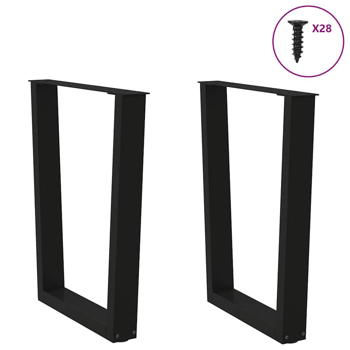 Dining Table Legs V-Shape 2 Pcs Black 70X (72-73.3) Cm Steel Aboxlaa