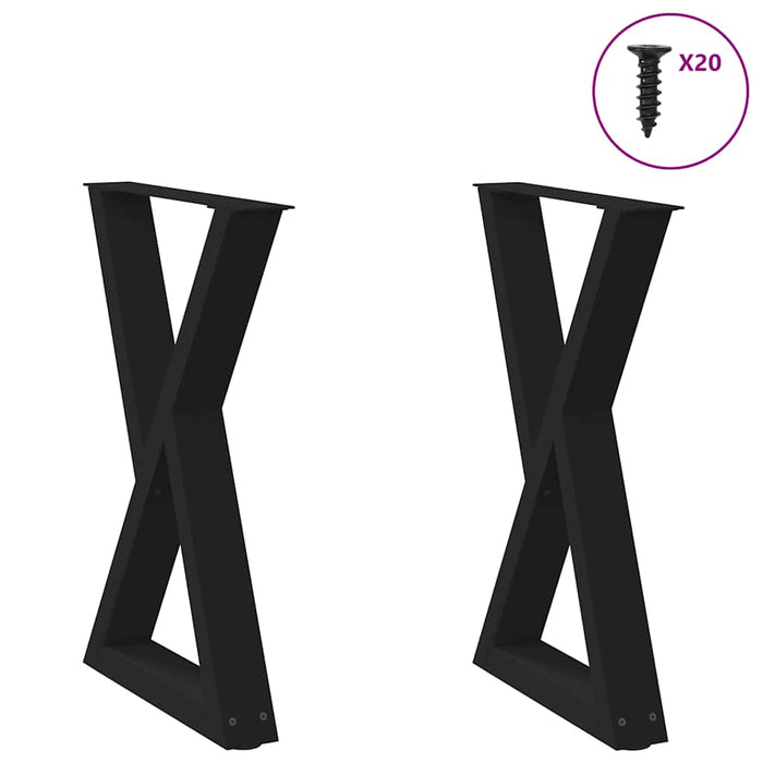 Dining Table Legs 2 Pcs Black 60X (72-73.3) Cm Steel Aboxixb