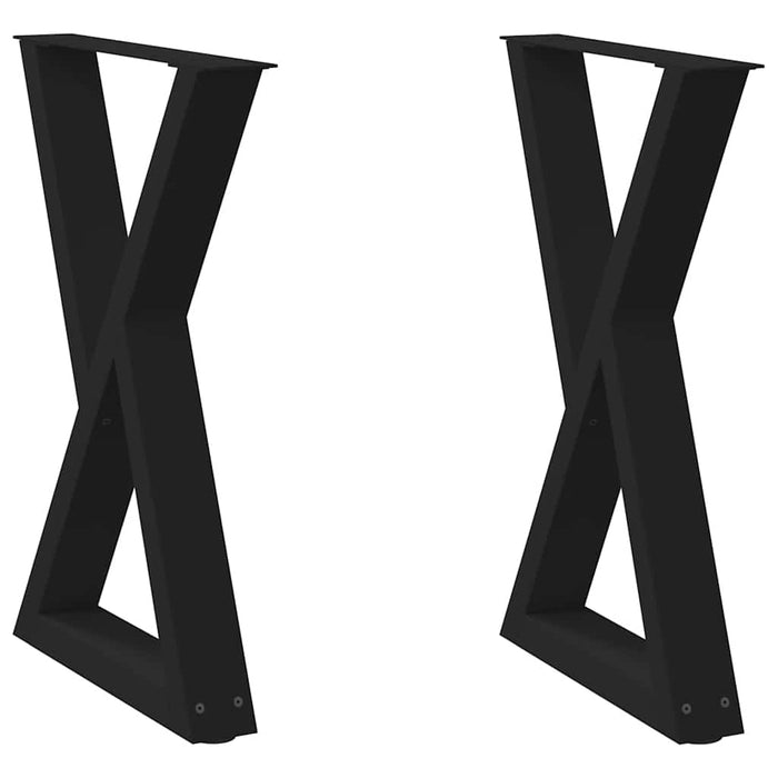 Dining Table Legs 2 Pcs Black 60X (72-73.3) Cm Steel Aboxixb