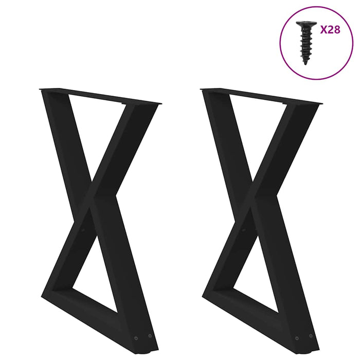 Dining Table Legs 2 Pcs Black 80X (72-73.3) Cm Steel Aboxixn