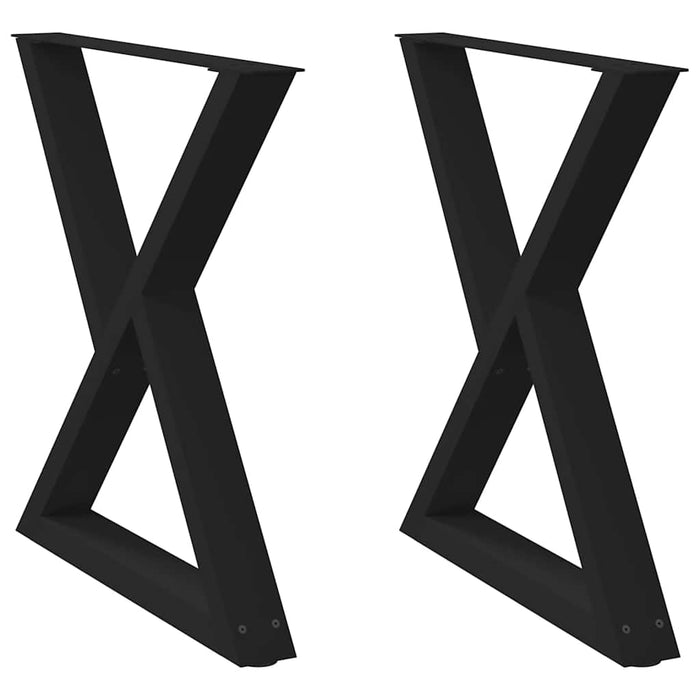 Dining Table Legs 2 Pcs Black 80X (72-73.3) Cm Steel Aboxixn