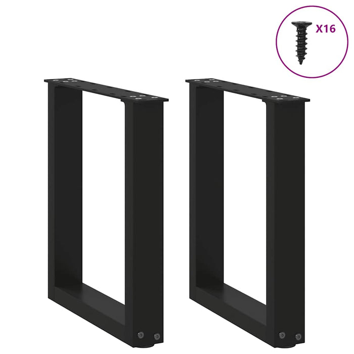 Coffee Table Legs U-Shaped 2 Pcs Black 28X(42-43) Cm Steel Abotoan