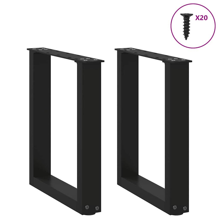 Coffee Table Legs U-Shaped 2 Pcs Black 38X(42-43) Cm Steel Abotopx