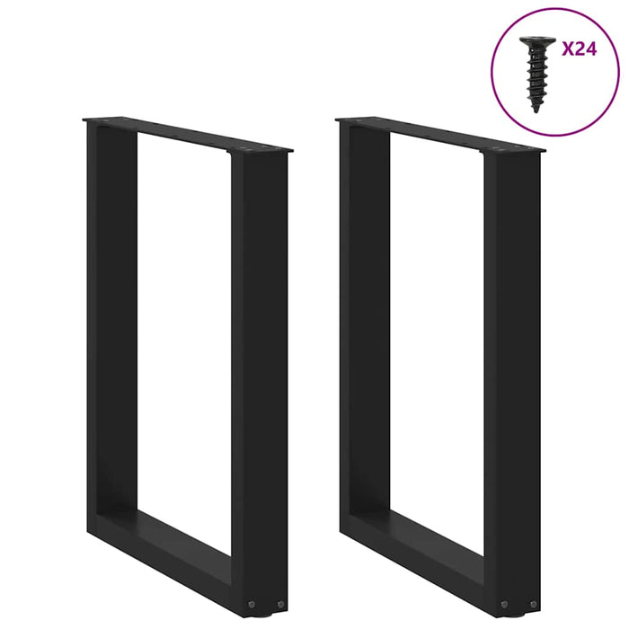 Coffee Table Legs U-Shaped 2 Pcs Black 60X(72-73) Cm Steel Abotonb
