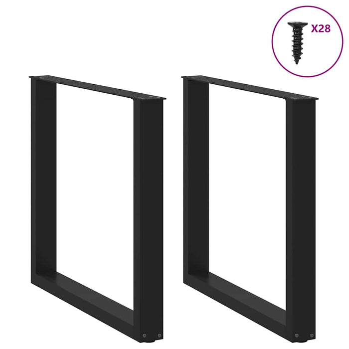 Coffee Table Legs U-Shaped 2 Pcs Black 80X(72-73) Cm Steel Abotonn
