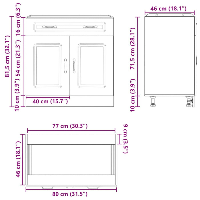 Kitchen Base Cabinet Kalmar White Engineered Wood Nptaki