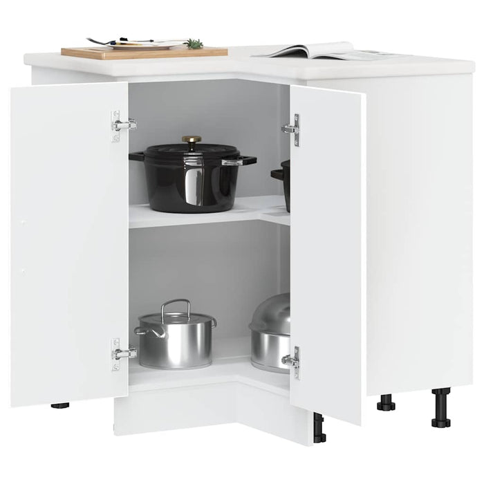 Kitchen Corner Base Cabinet Kalmar White Engineered Wood Nptpbi