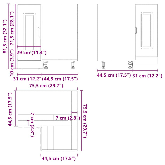 Kitchen Corner Base Cabinet Kalmar White Engineered Wood Nptpbi