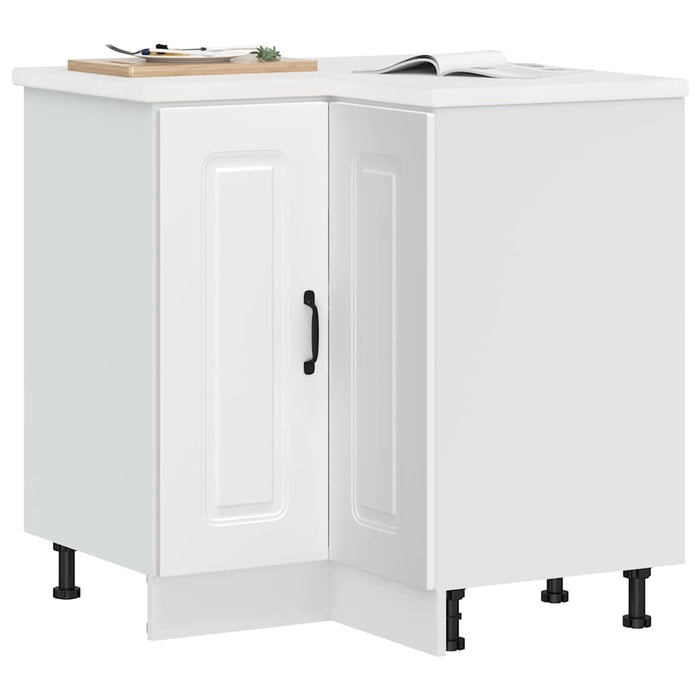 Kitchen Corner Base Cabinet Kalmar White Engineered Wood Nptpbi