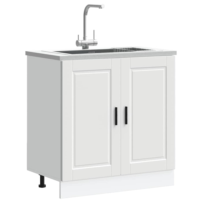 Sink Base Cabinet  Porto White 80X46X81.5 Cm Engineered Wood Nptkxi