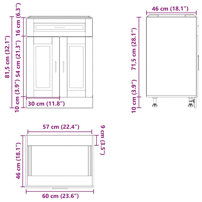 Kitchen Base Cabinet Porto White Engineered Wood Nptkli