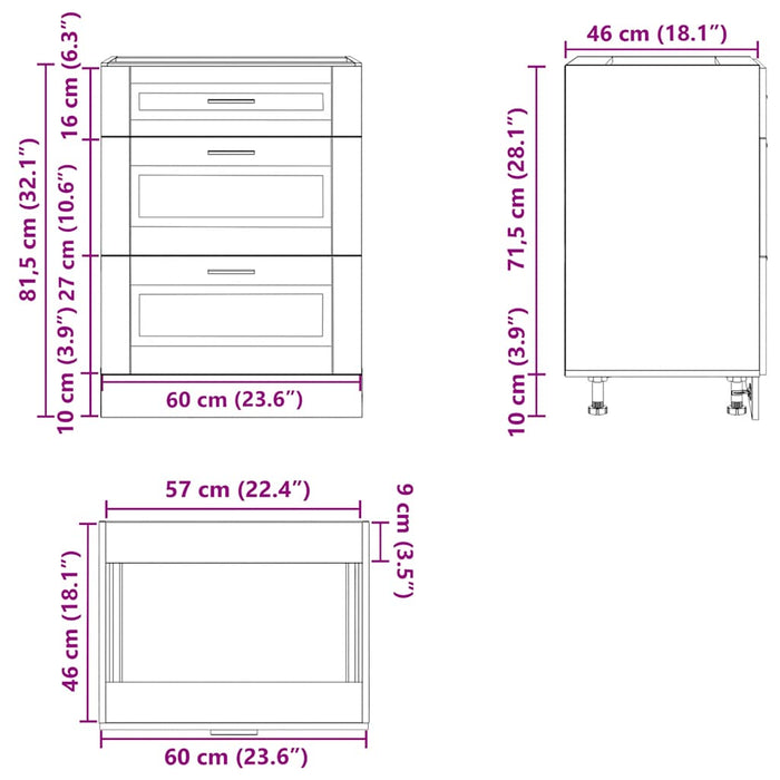 Kitchen Base Cabinet Porto White Engineered Wood Npaxpk