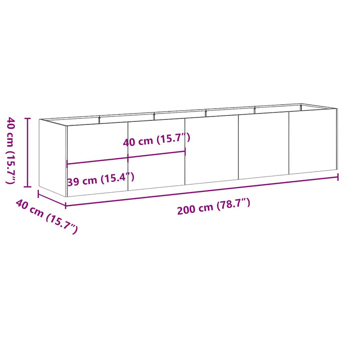 Planter 200X40X40 Cm Galvanised Steel Nlblni