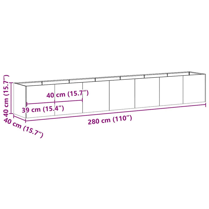 Planter 280X40X40 Cm Galvanised Steel Nlblka