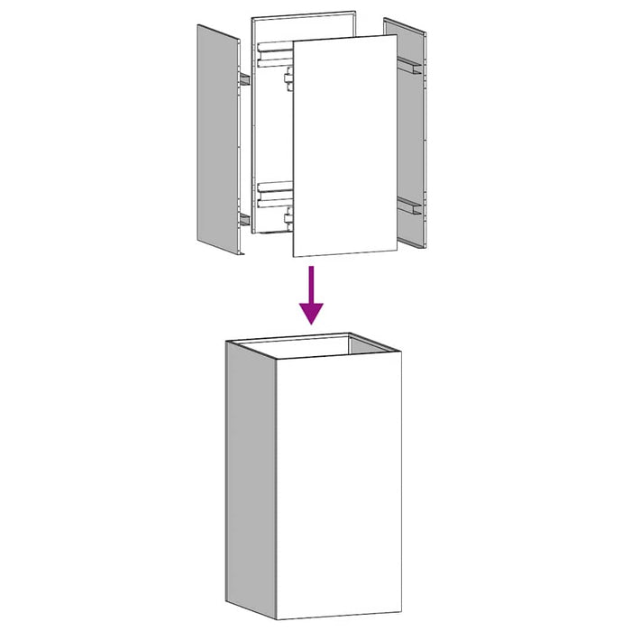 Planter 40X40X80 Cm Galvanised Steel Nlbibn