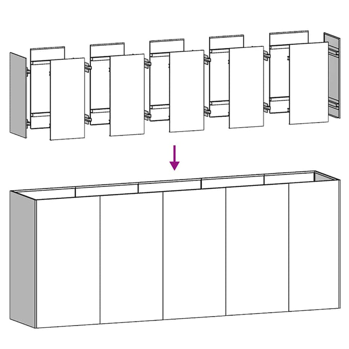 Planter 200X40X80 Cm Galvanised Steel Nlbixk