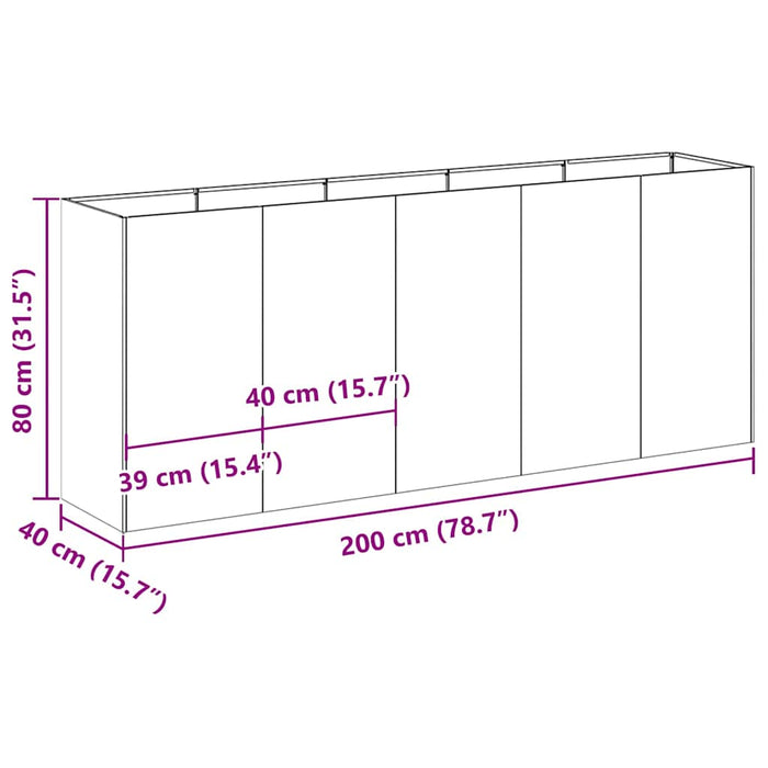 Planter 200X40X80 Cm Galvanised Steel Nlbixk