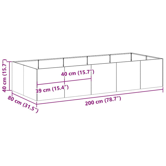 Planter 200X80X40 Cm Galvanised Steel Nlbipi