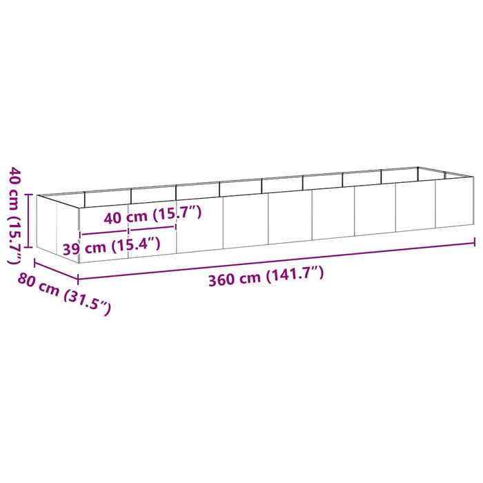 Planter Black 360X80X40 Cm Steel Nlbill