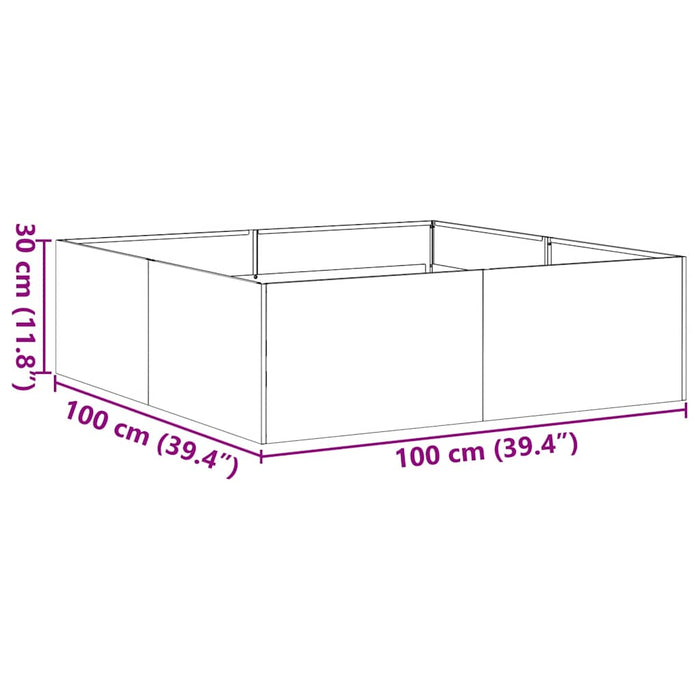 Planter Rusty 100X100X30 Cm Weathering Steel Nlbnoa